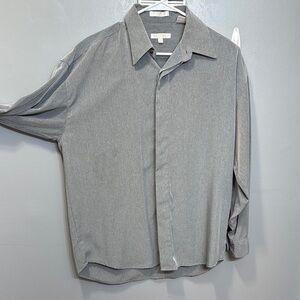 ELLIOTT Men’s Gray Button-Up Long Sleeve Collar Shirt Med 15-15.5 100% Polyester